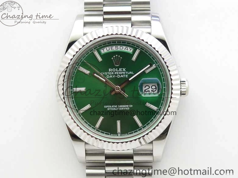 on SS SS Dial Day-Date Dial Green 904 New Markers Bracelet A2836 228239 Version BP 40mm President Stick 0313